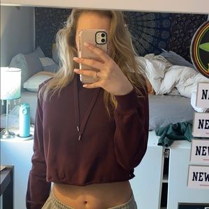 cute cropped comfy mesh lined sweatshirt